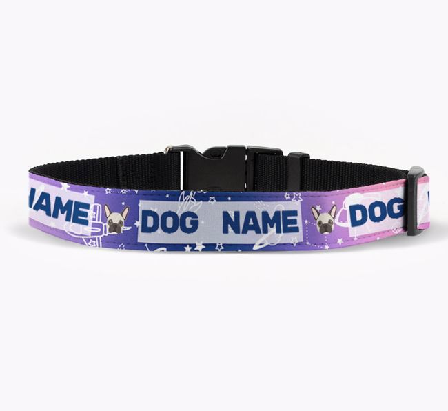 Personalised Fabric Collar with Space Pattern and {breedFullName} Icon